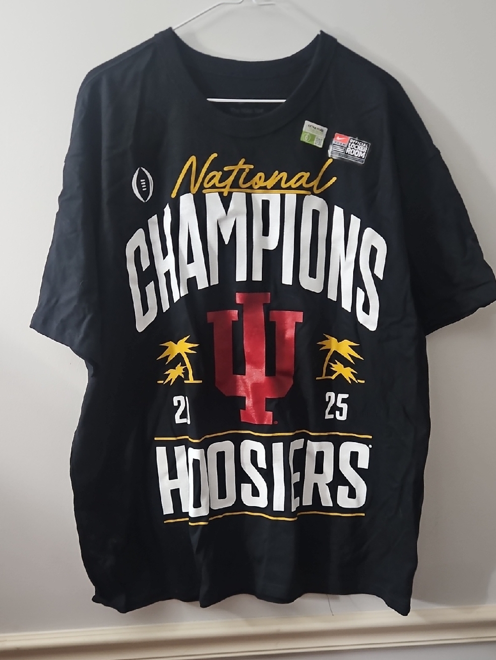 Nike Black National Champions Hoosiers Short Sleeve Tee - Red/White/Gold